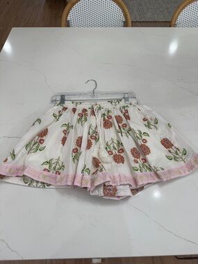 Old Navy White Floral High-Waist Shorts with Pink Trim